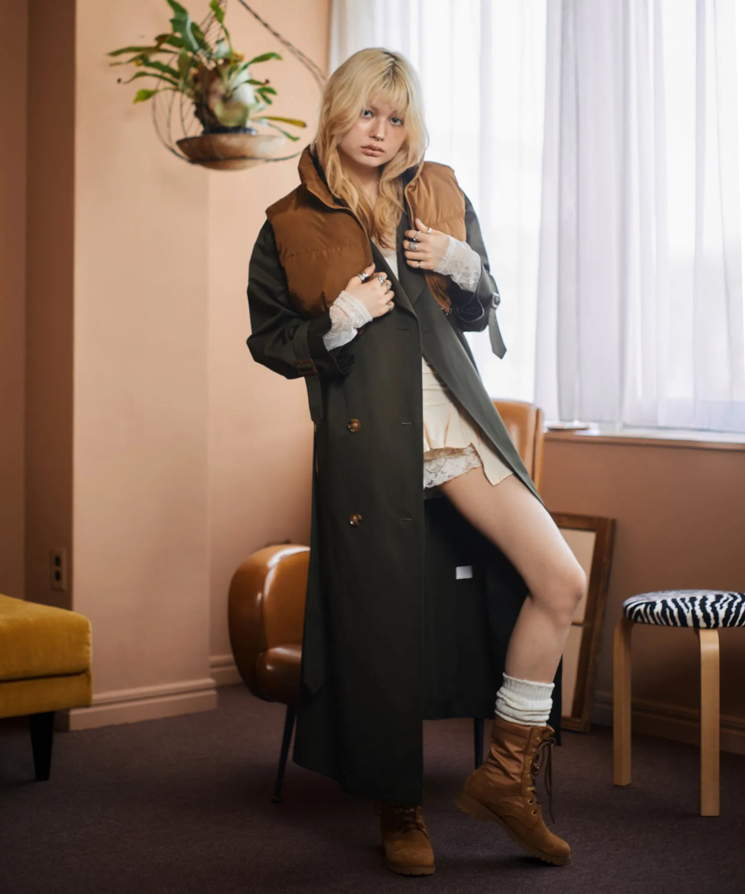 3way layered trench coat