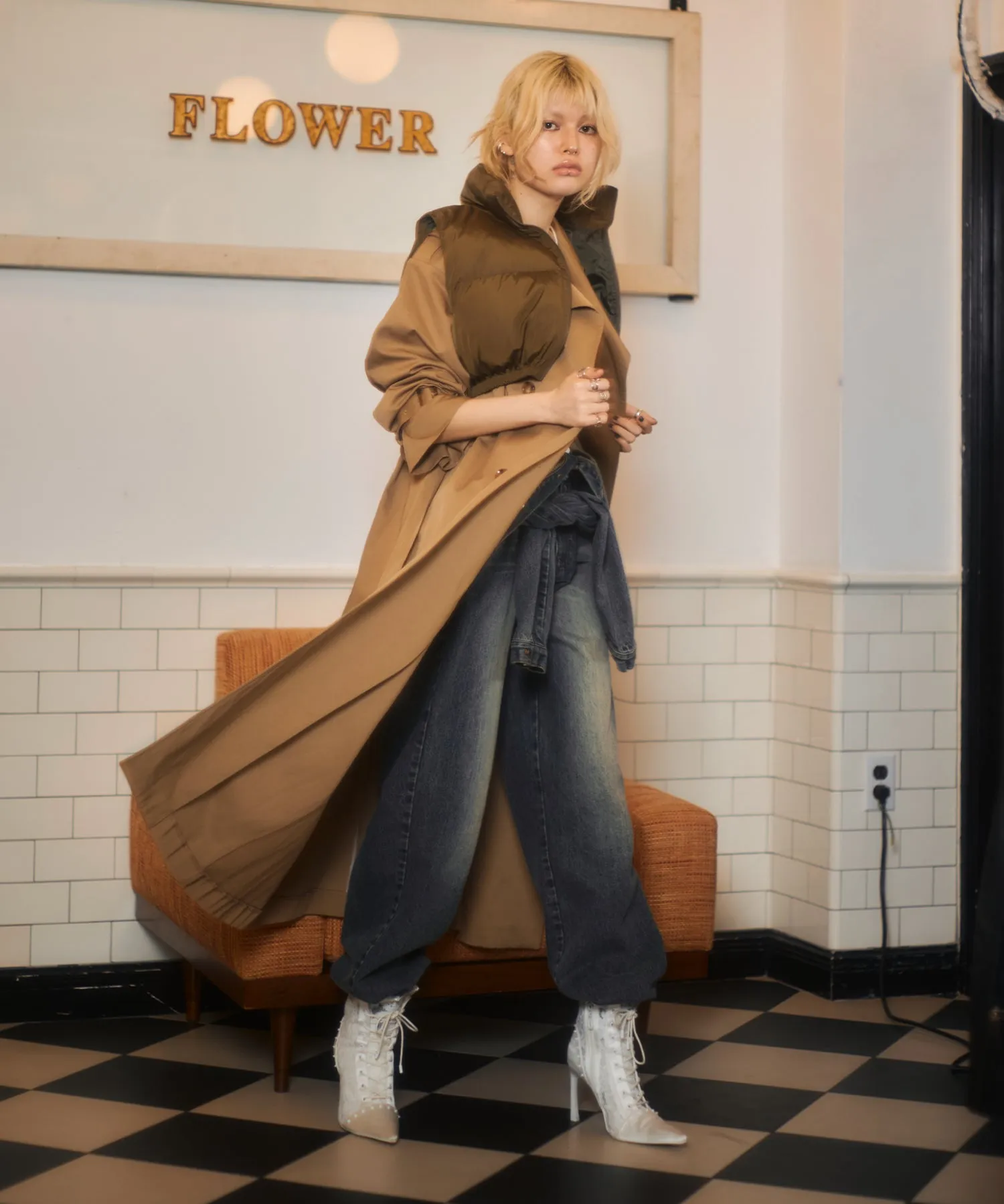 3way layered trench coat