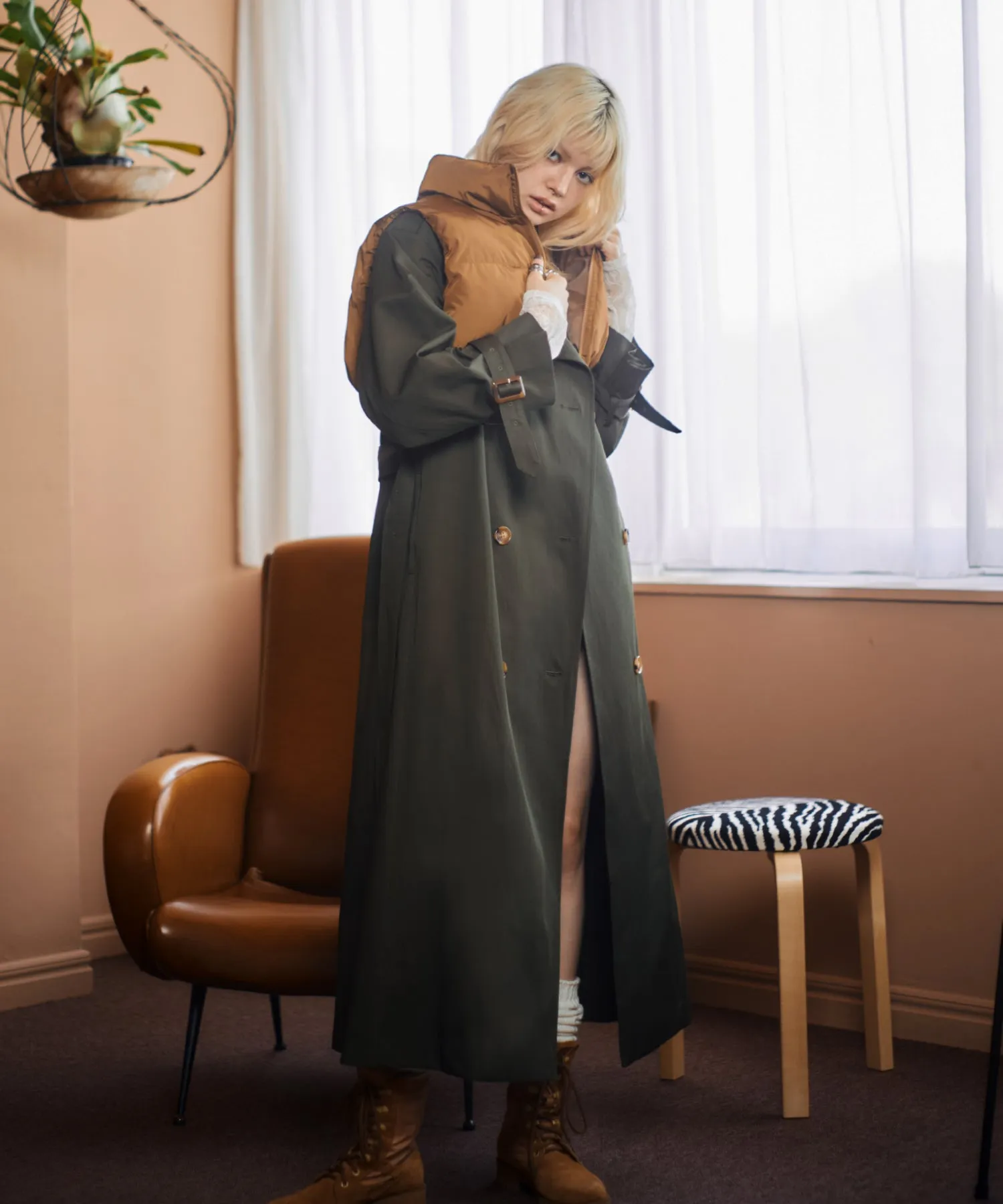 3way layered trench coat
