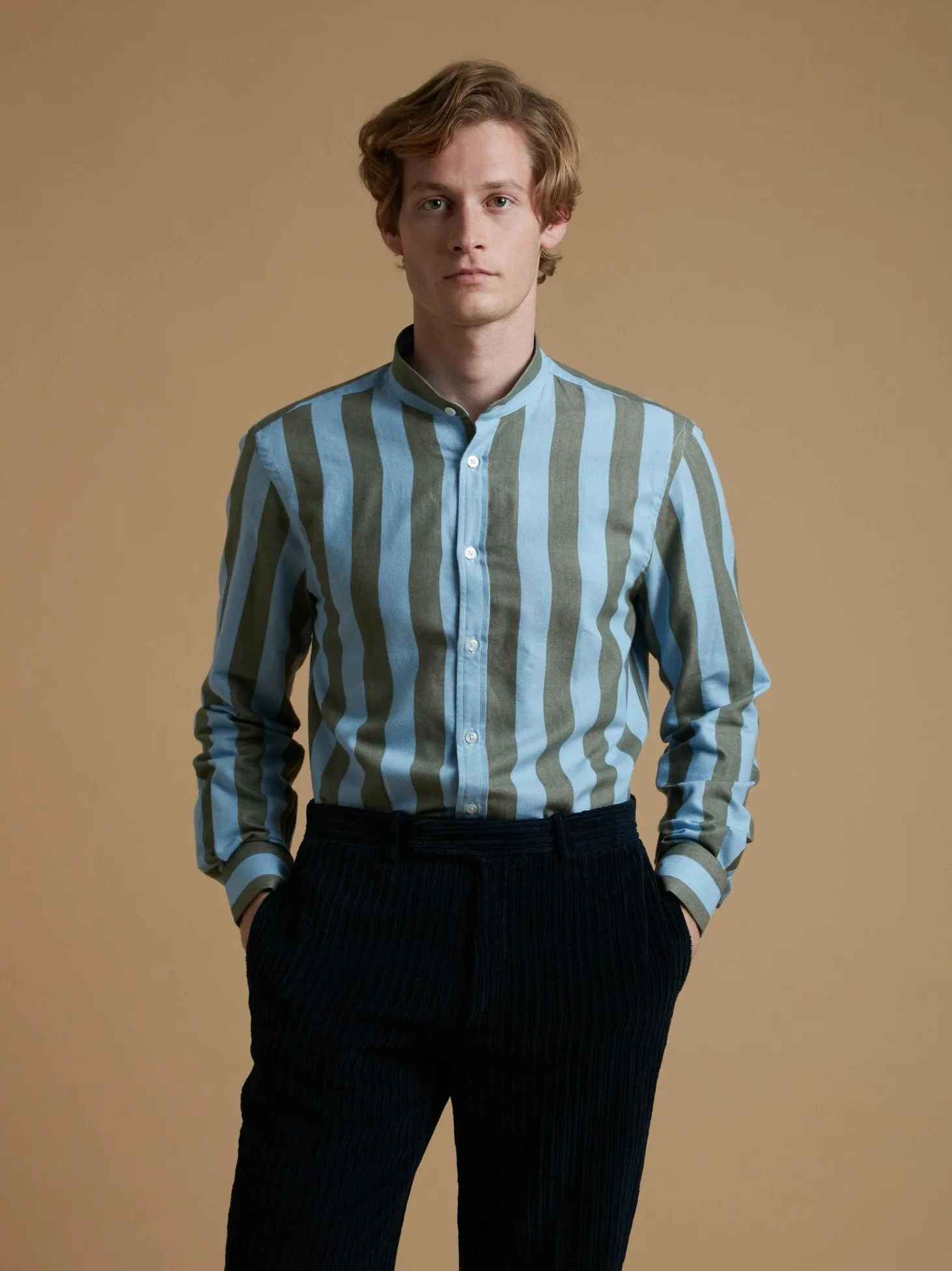 AAMILCARE STRIPED COTTON SHIRT