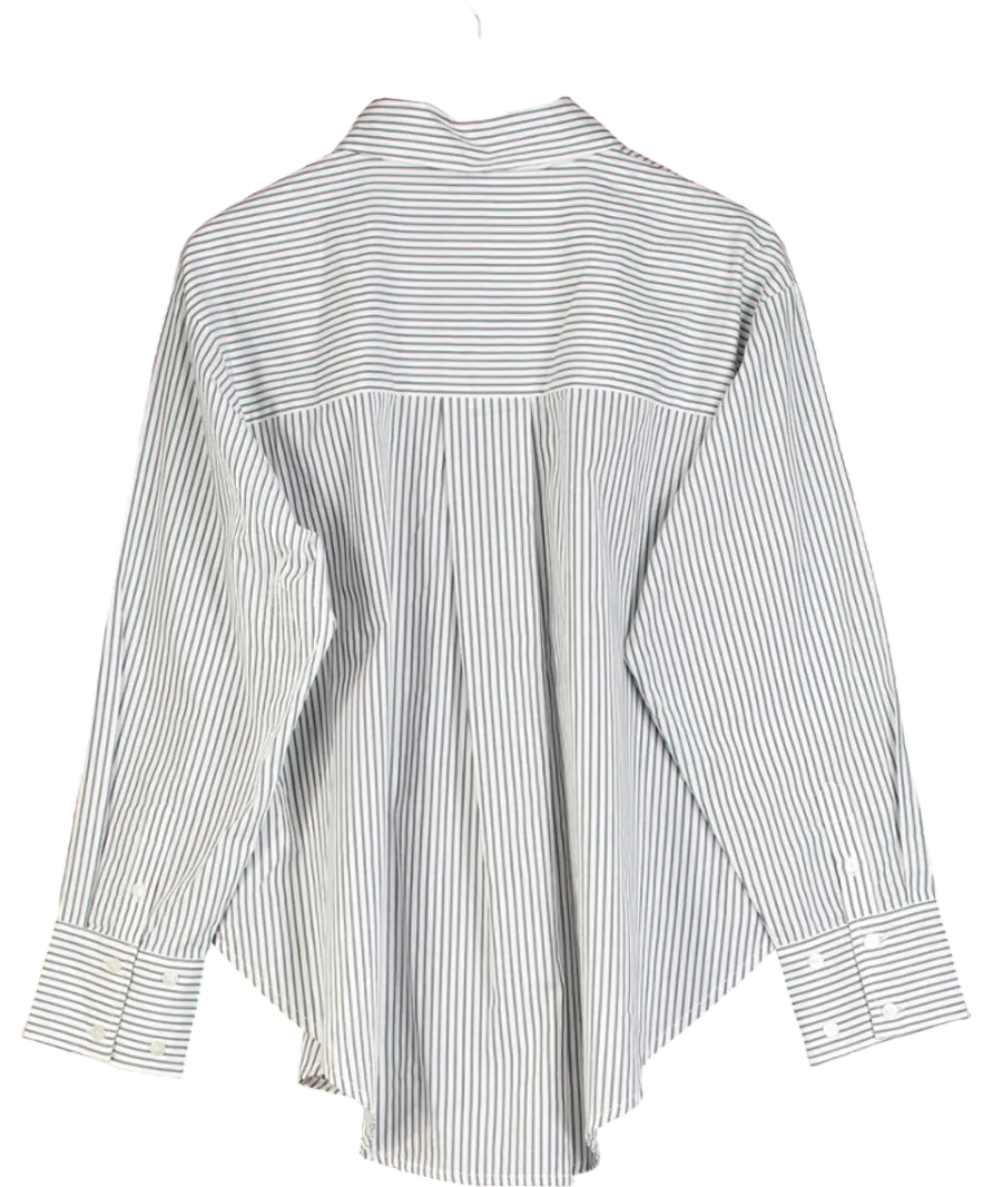 Abercrombie & Fitch White Striped Oversize Shirt UK S