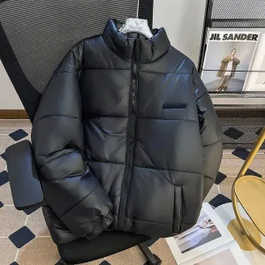 American Style Men's Thick Cotton Jackets Standing Collar Casual Solid Color Winter Versatile Male Padded Coats 9C9275