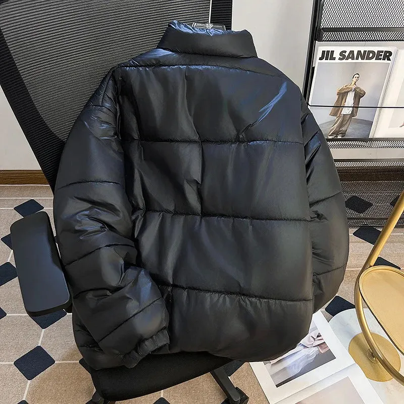 American Style Men's Thick Cotton Jackets Standing Collar Casual Solid Color Winter Versatile Male Padded Coats 9C9275