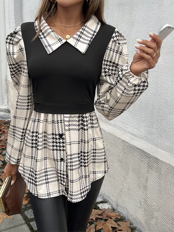 Bethsaida Women's Contrast Color Casual Pullover Long Sleeve Shirt