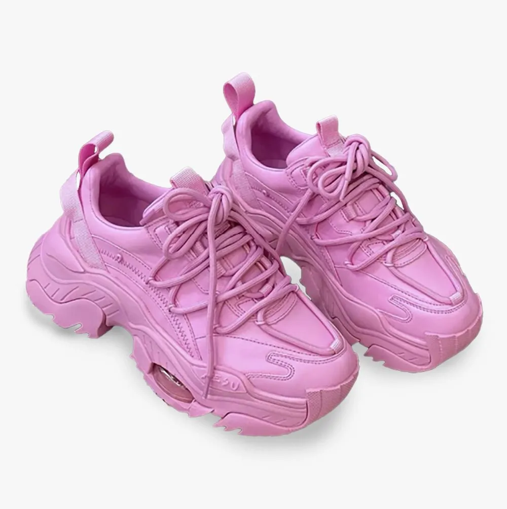 Bold Statement Microfiber Leather Platform Sneakers