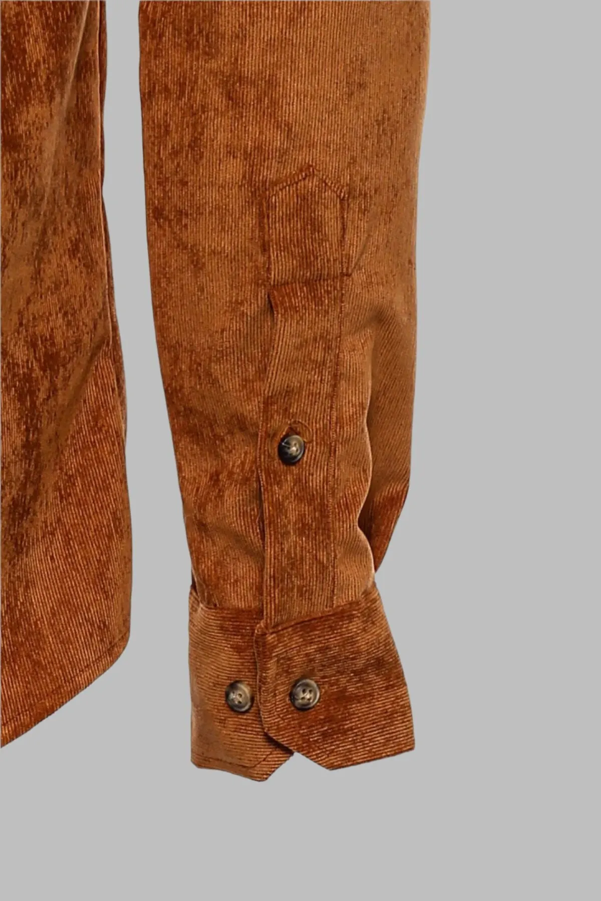 Brown Long Sleeves Velvet Men's Shirt - Wessi