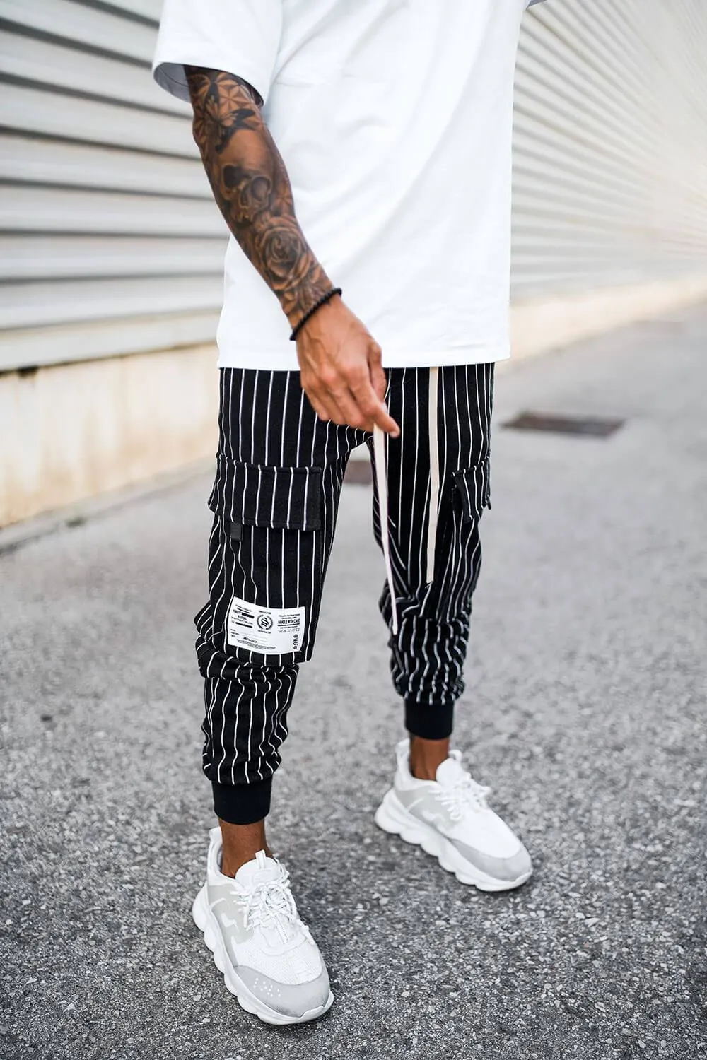 Cargo Utility Pants - Black Pinstripe