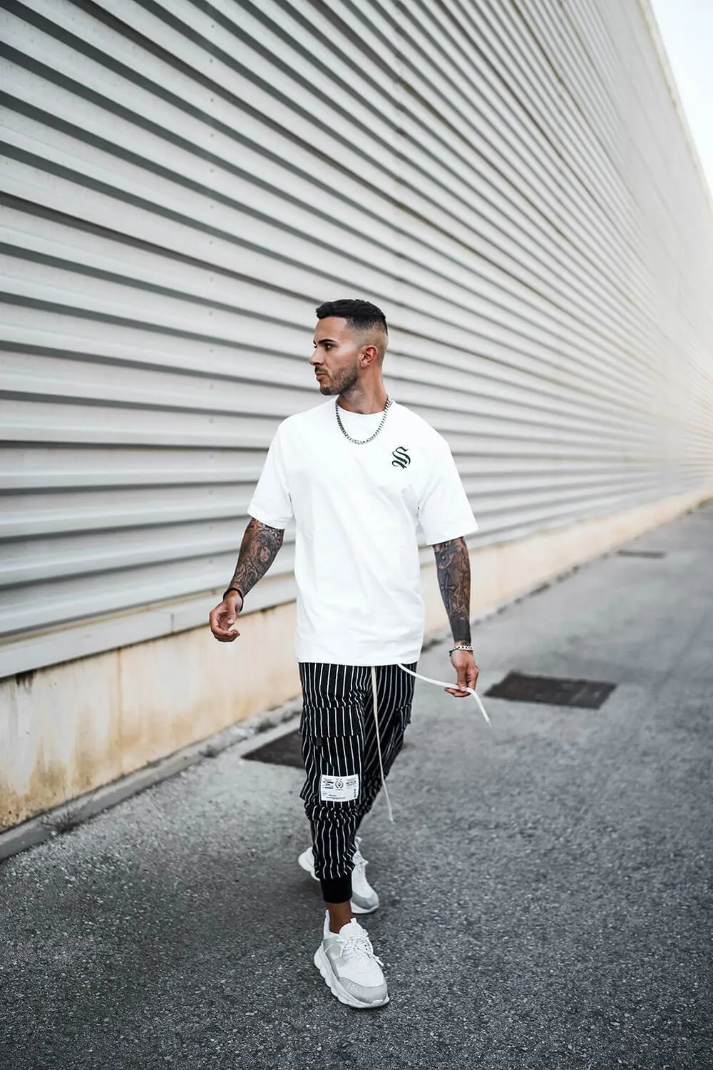 Cargo Utility Pants - Black Pinstripe