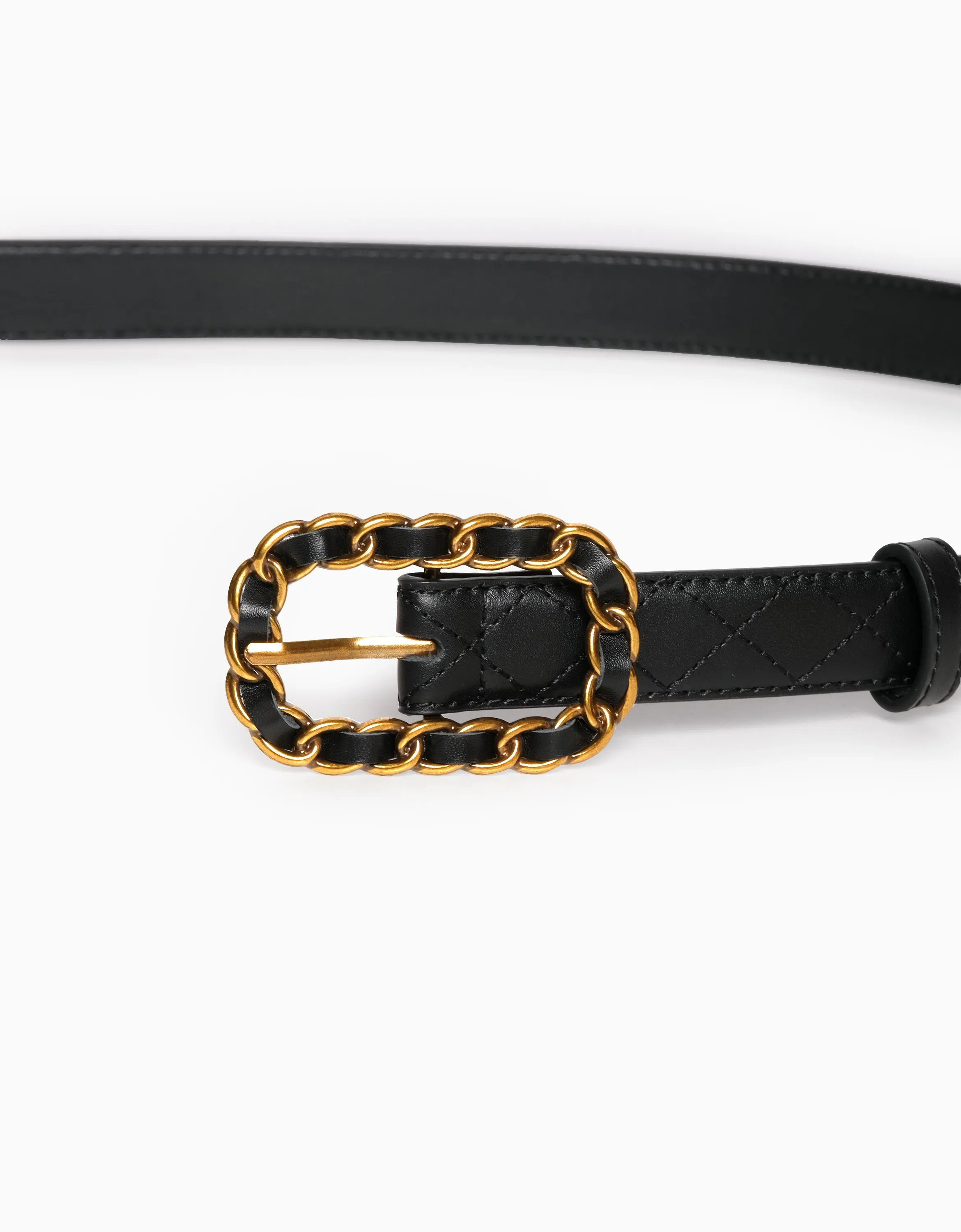 Chain-inspired Buckle Leather Belt