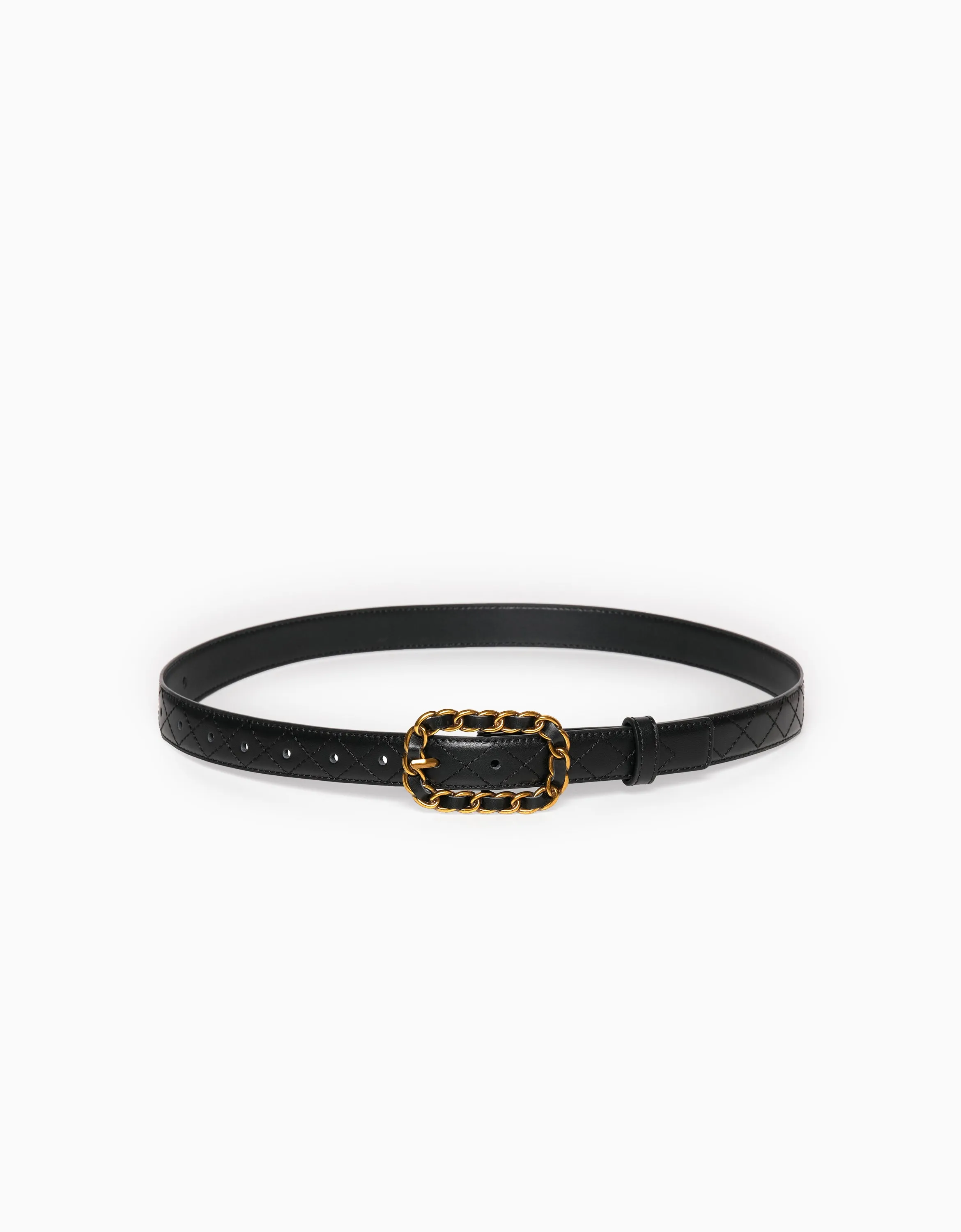 Chain-inspired Buckle Leather Belt