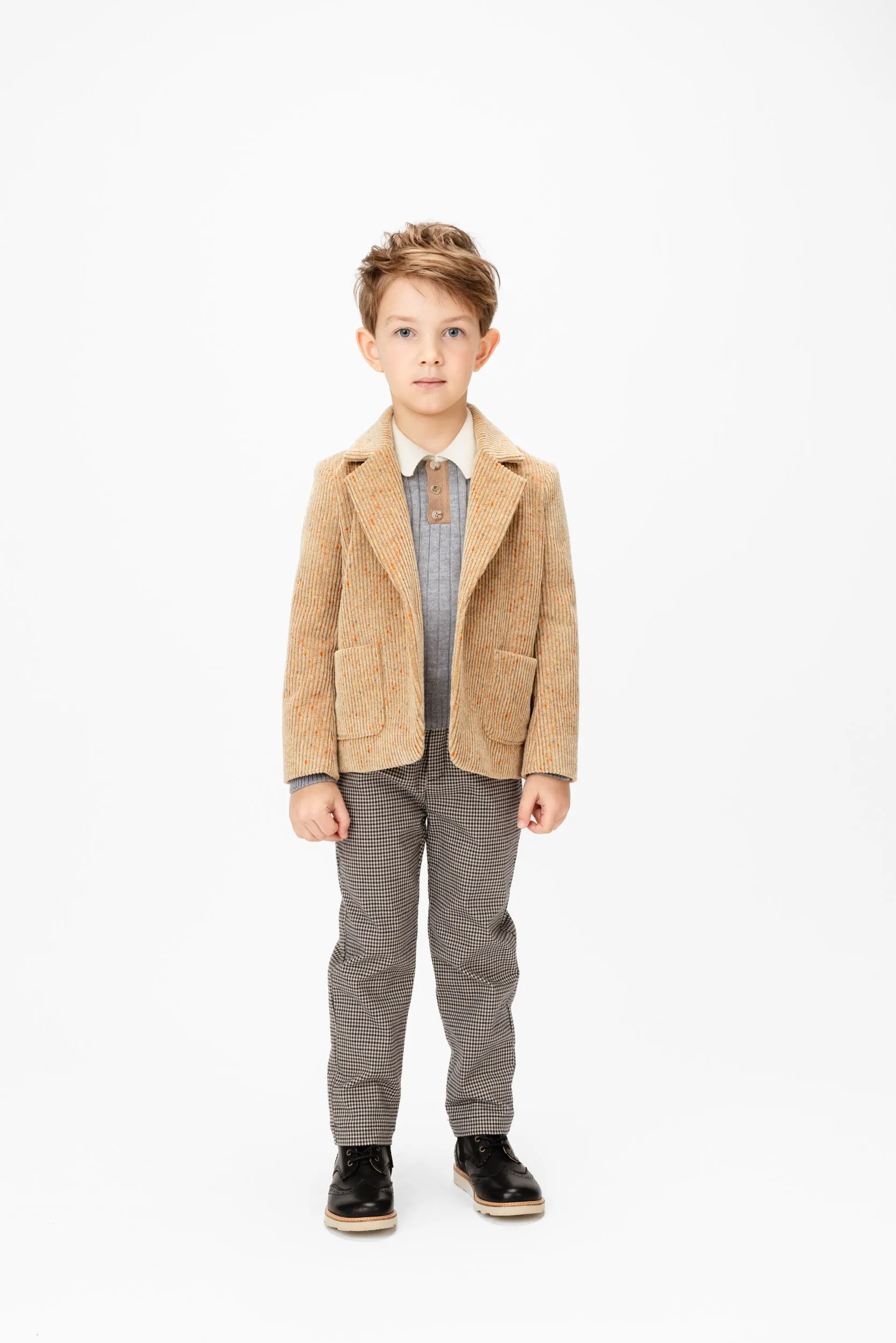 Cotton Trousers Pin Checks, Brown