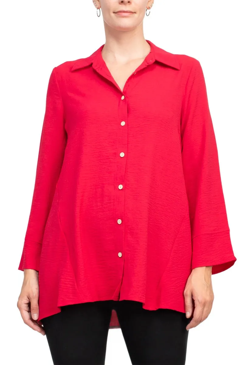 Counterparts Collared 3/4 Sleeve Solid Button Down Shirt