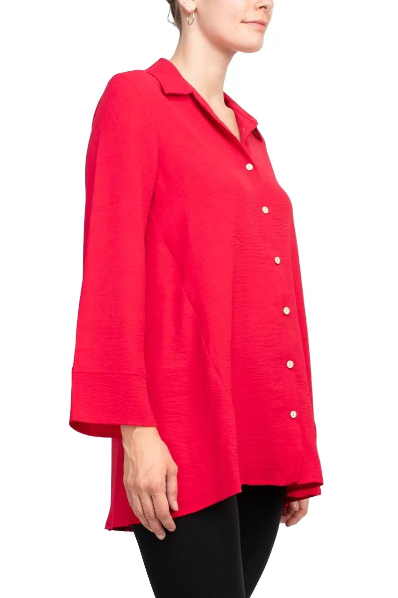 Counterparts Collared 3/4 Sleeve Solid Button Down Shirt
