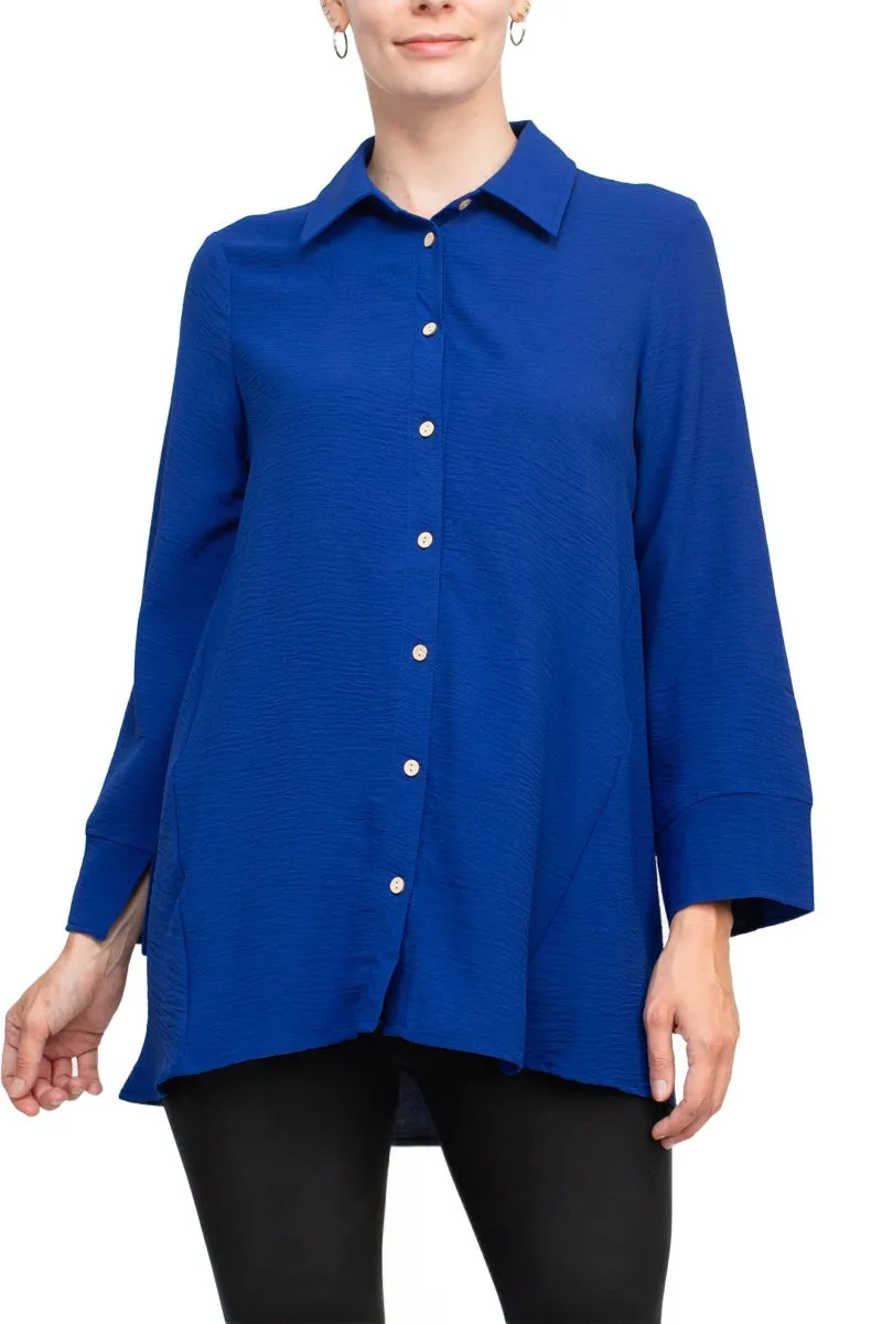 Counterparts Collared 3/4 Sleeve Solid Button Down Shirt