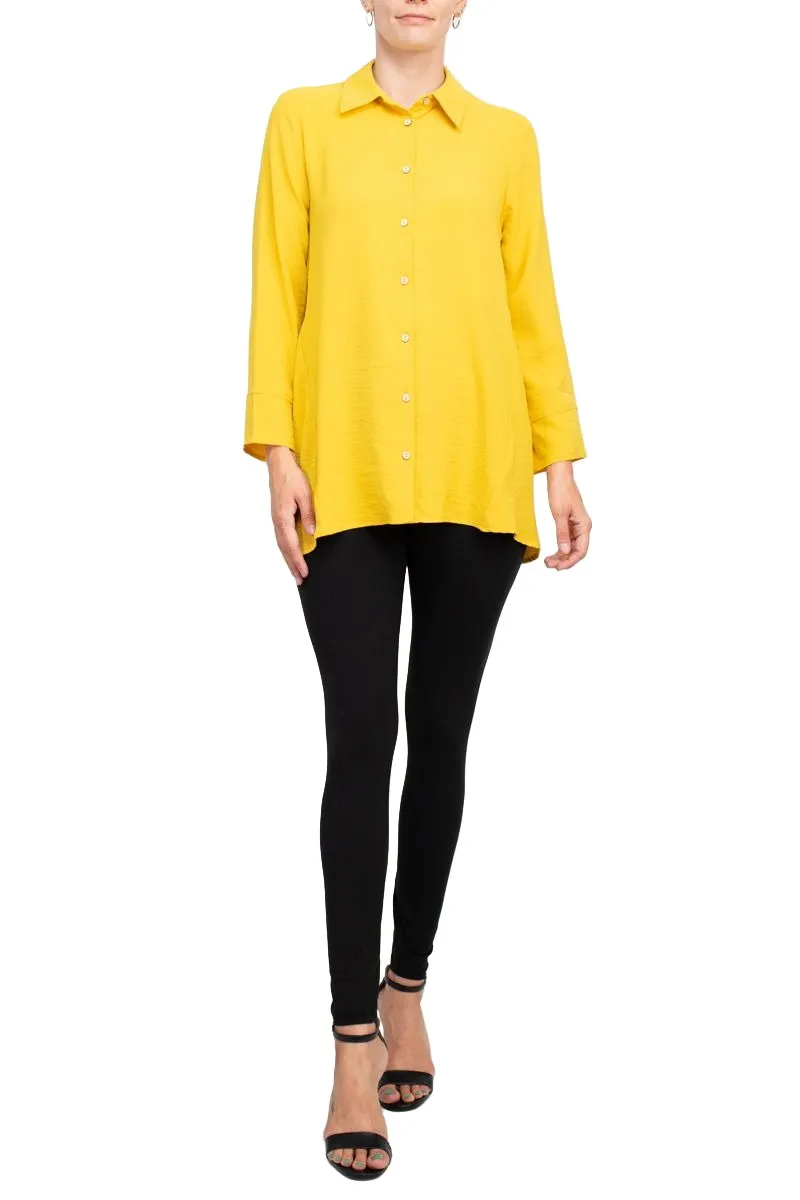 Counterparts Collared 3/4 Sleeve Solid Button Down Shirt