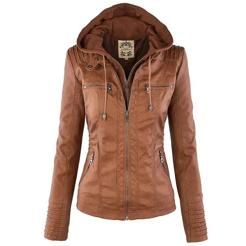 Edgy Faux Leather Jacket - Women's Winter Must-Have