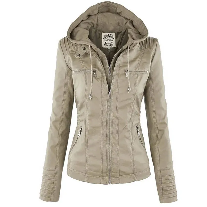 Edgy Faux Leather Jacket - Women's Winter Must-Have