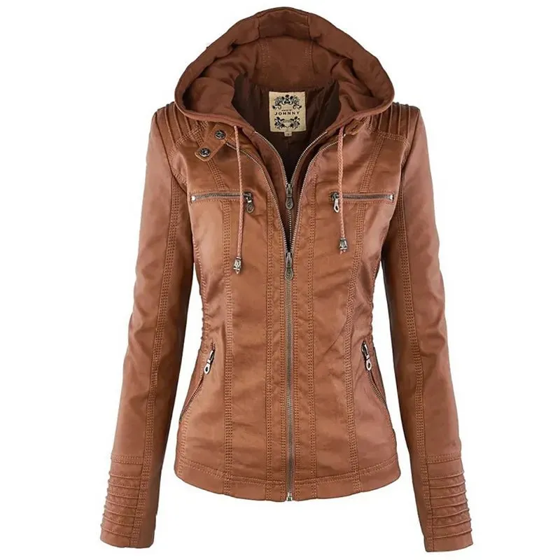 Edgy Faux Leather Jacket - Women's Winter Must-Have