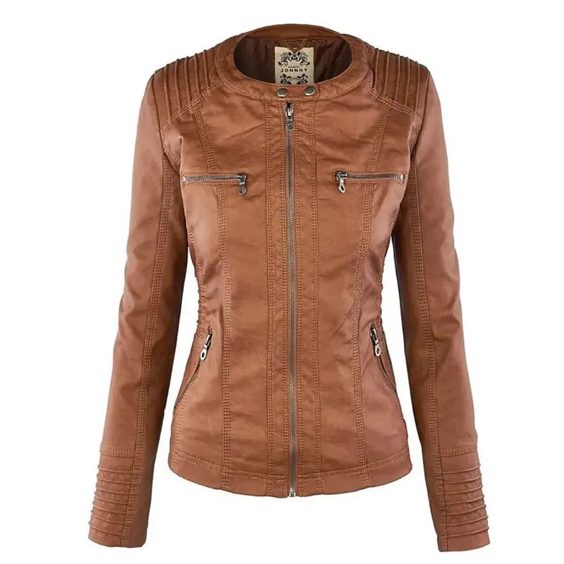 Edgy Faux Leather Jacket - Women's Winter Must-Have