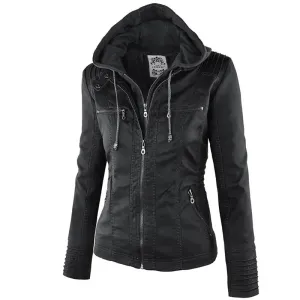 Edgy Faux Leather Jacket - Women's Winter Must-Have