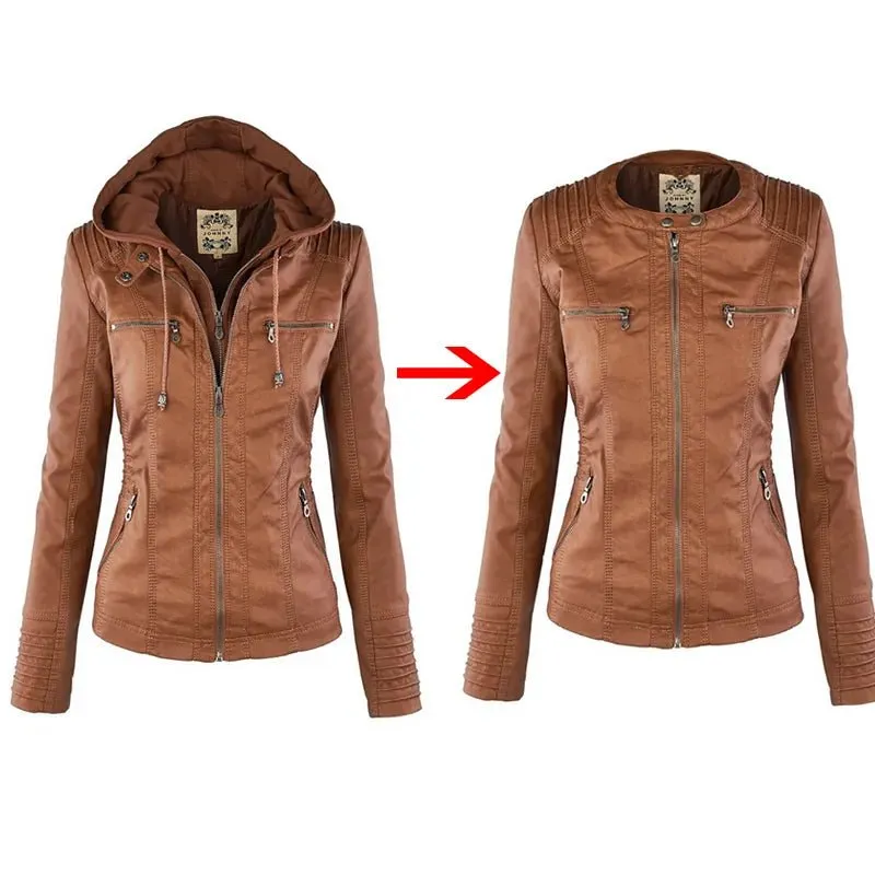 Edgy Faux Leather Jacket - Women's Winter Must-Have