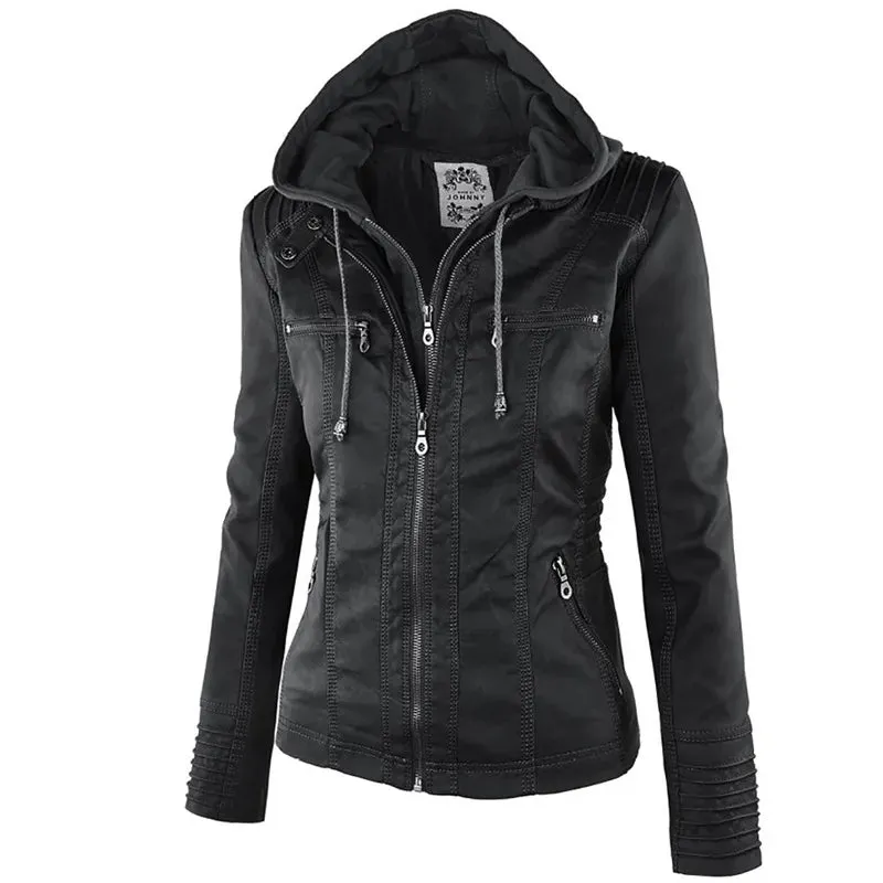 Edgy Faux Leather Jacket - Women's Winter Must-Have