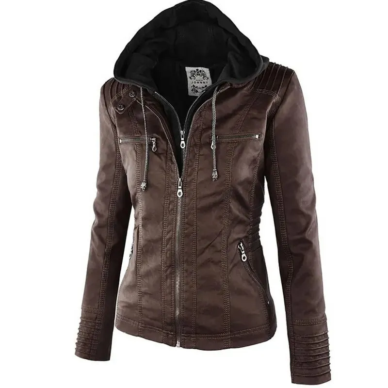 Edgy Faux Leather Jacket - Women's Winter Must-Have