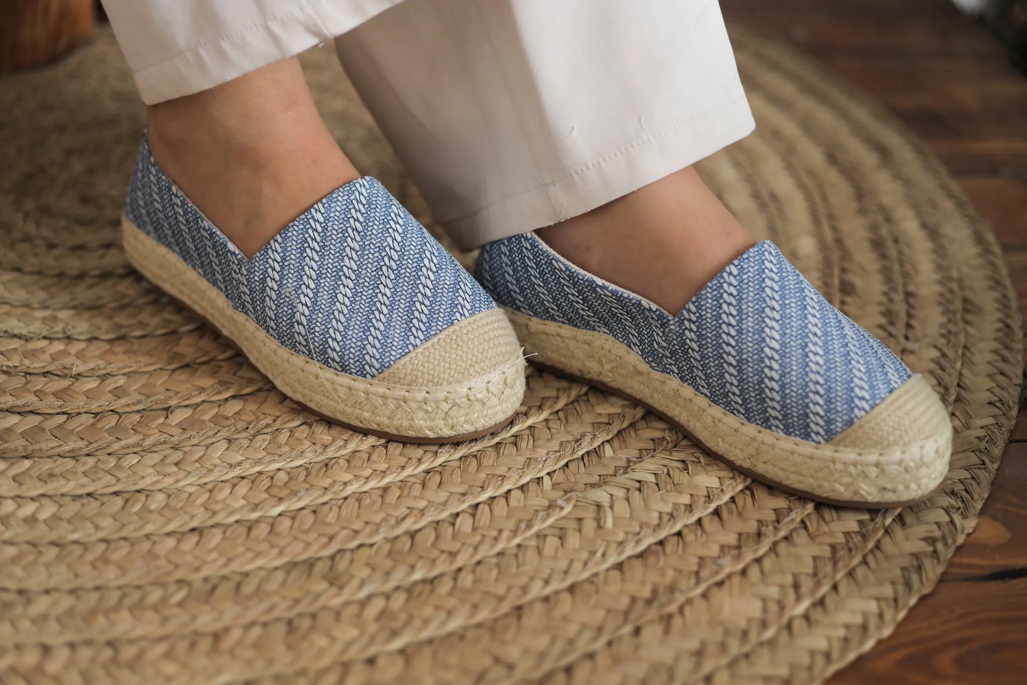 Fabric Patter Espadrilles - Blue