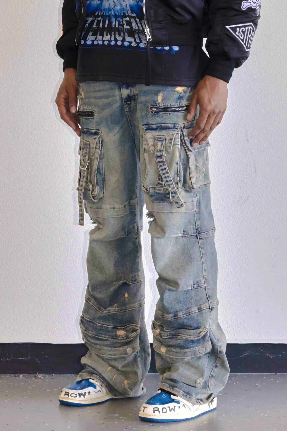 First Row ‘Y2K’ Utility Cargo Relaxed Fit Denim (Medium Stone Tint) FRD3116A