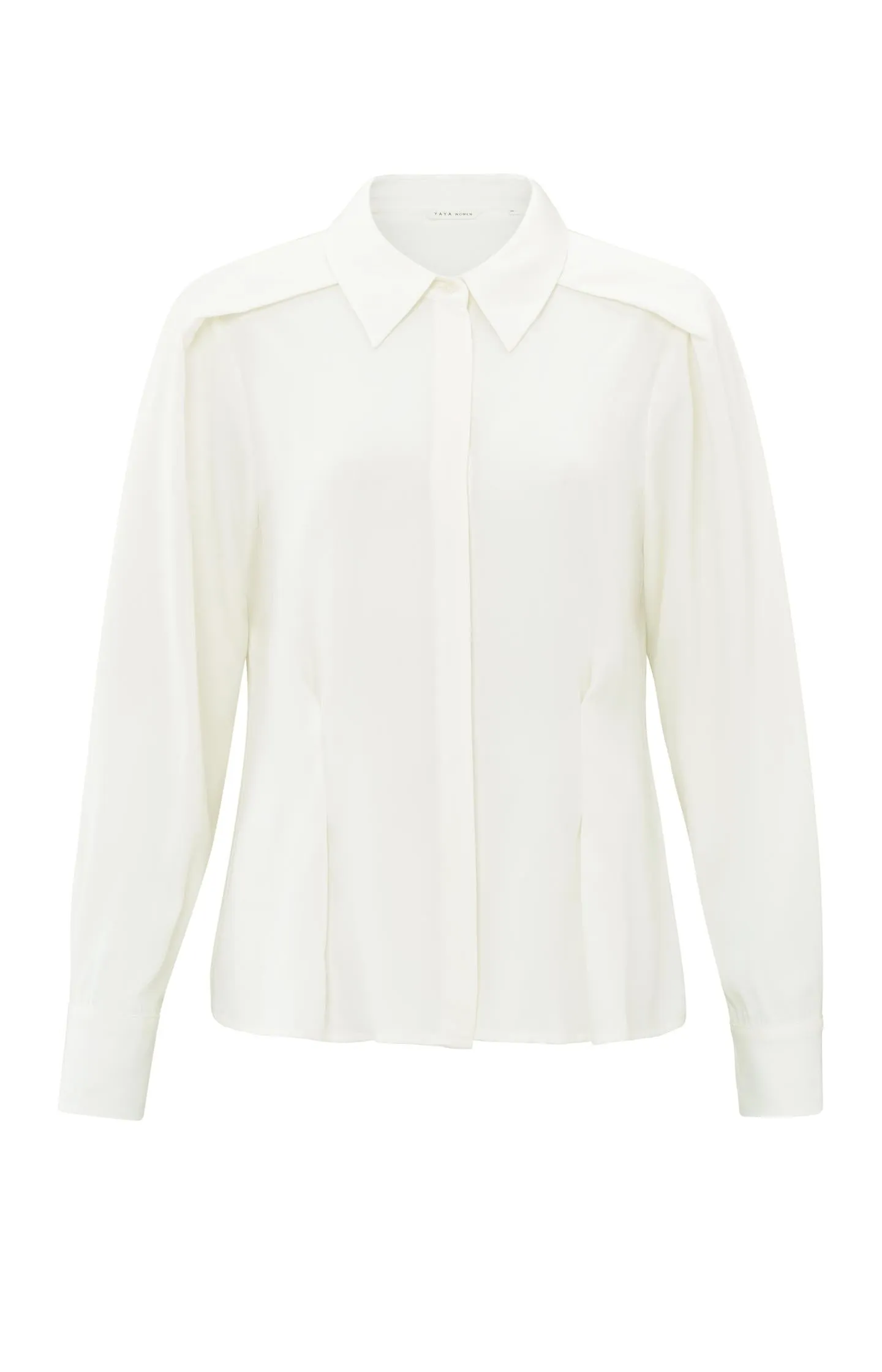 Fitted blouse with long sleeves and shoulder accents