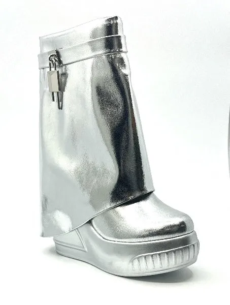 Fold Over Padlock Drapey Boot Sneakers Brook-1 Liliana