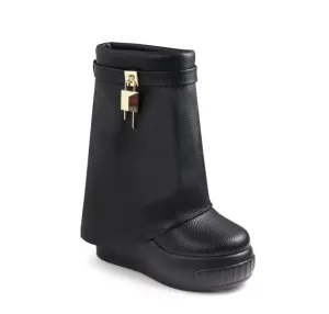 Fold Over Padlock Drapey Boot Sneakers Brook-1 Liliana