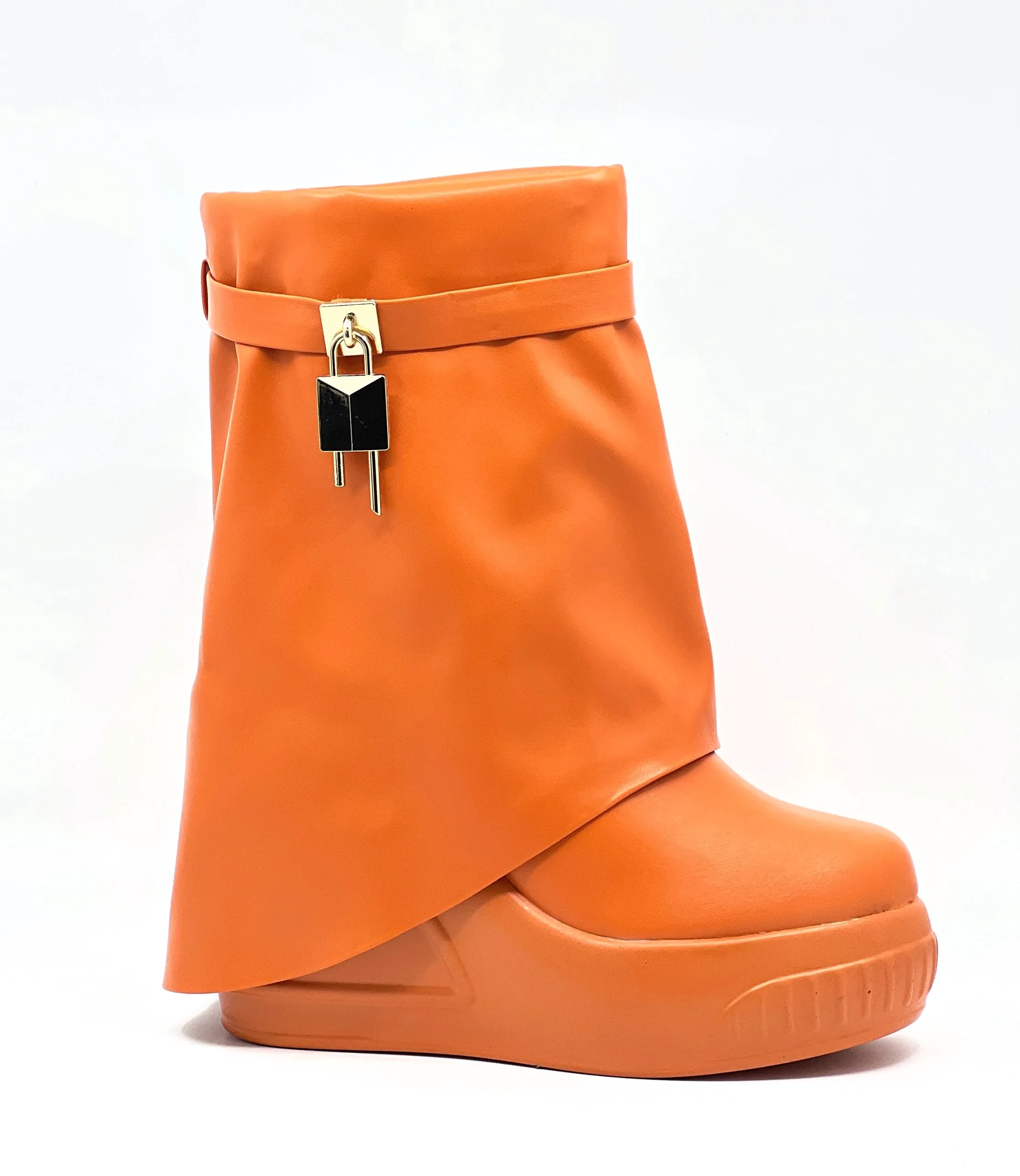Fold Over Padlock Drapey Boot Sneakers Brook-1 Liliana