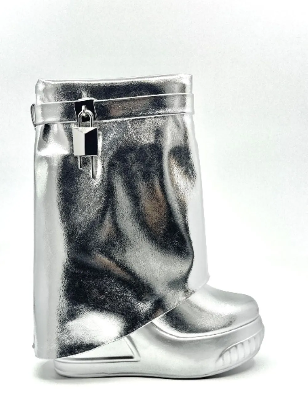 Fold Over Padlock Drapey Boot Sneakers Brook-1 Liliana