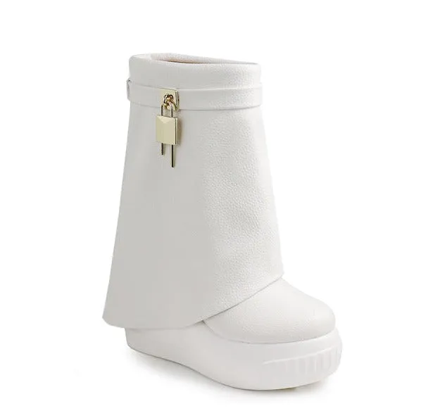 Fold Over Padlock Drapey Boot Sneakers Brook-1 Liliana