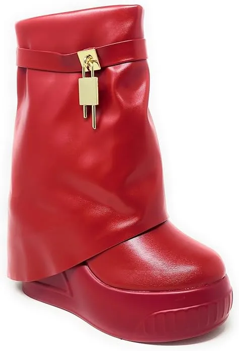 Fold Over Padlock Drapey Boot Sneakers Brook-1 Liliana