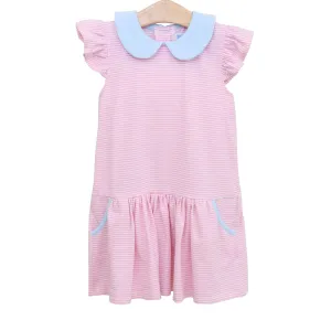 Genevieve Dress- Light Pink Stripe/Light Blue