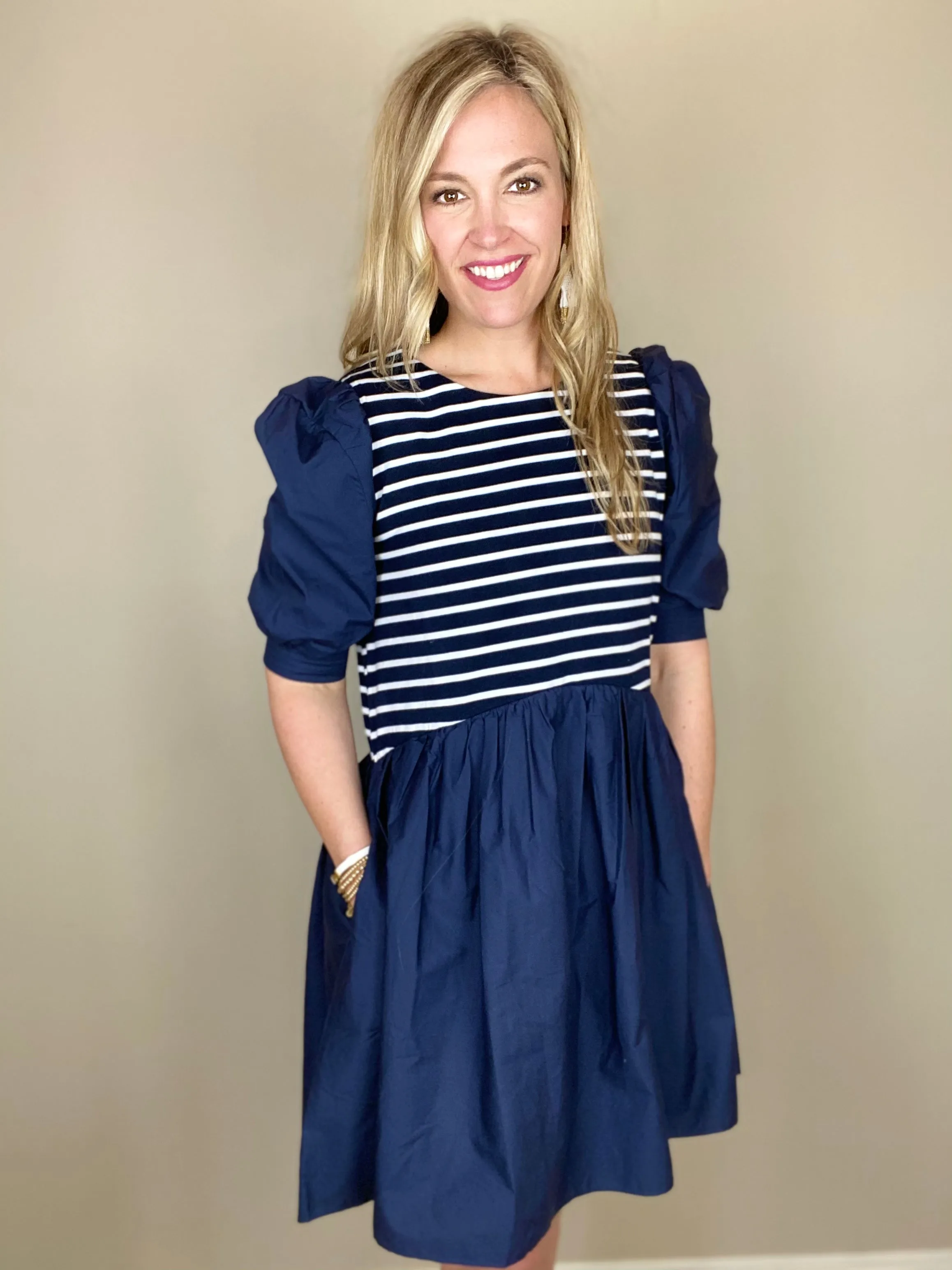High Low Stripe Combo Dress