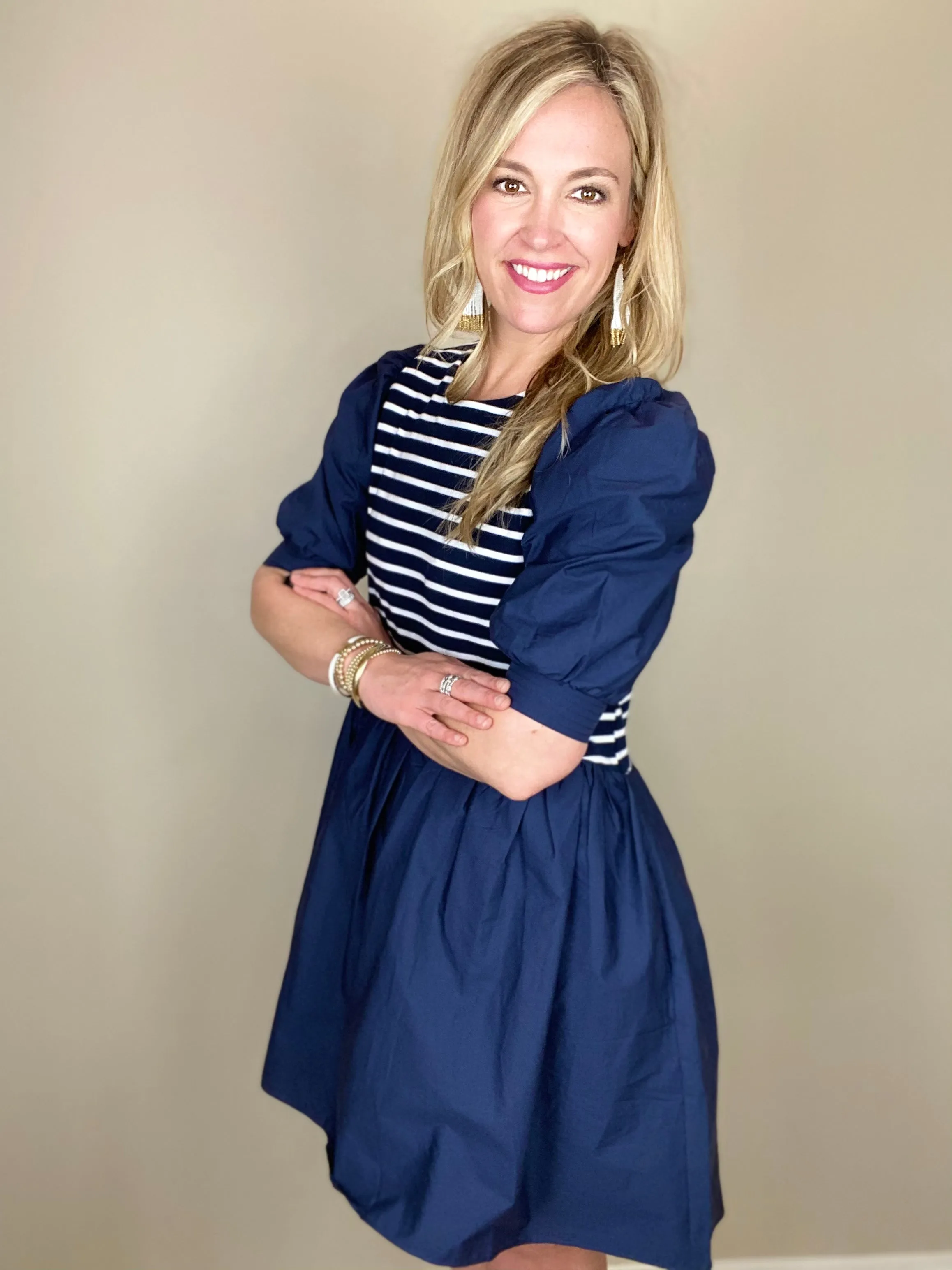 High Low Stripe Combo Dress