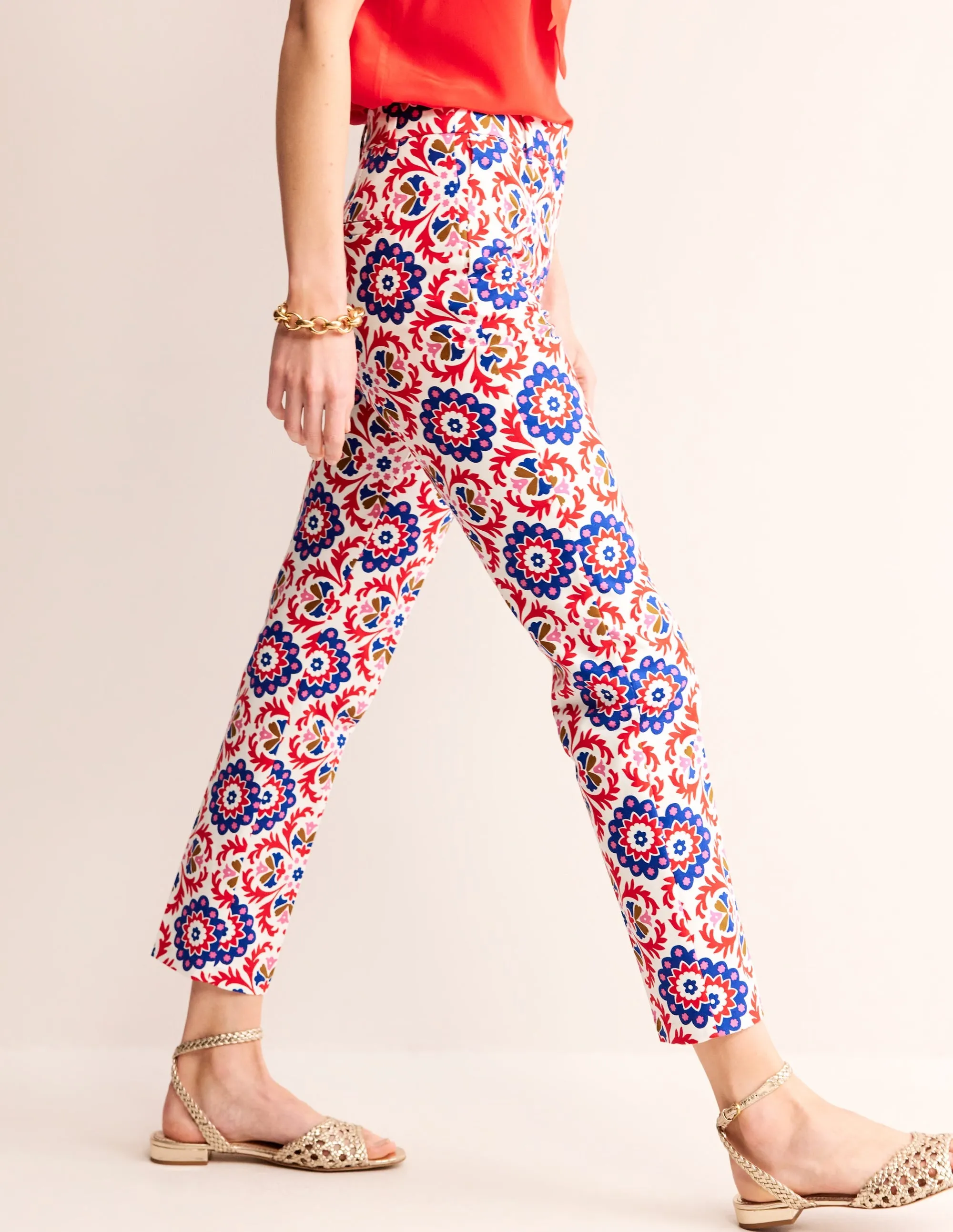 Highgate Sateen Trousers-Rubicondo, Mosaic Bloom