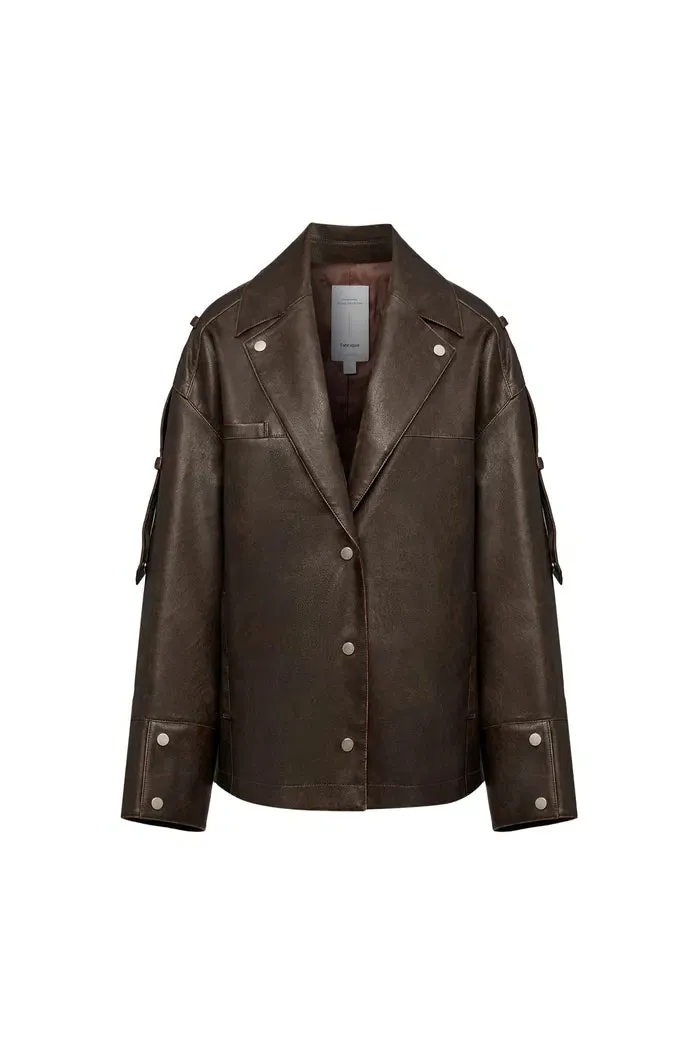 Irina Vintage Biker Jacket in Vegan Leather