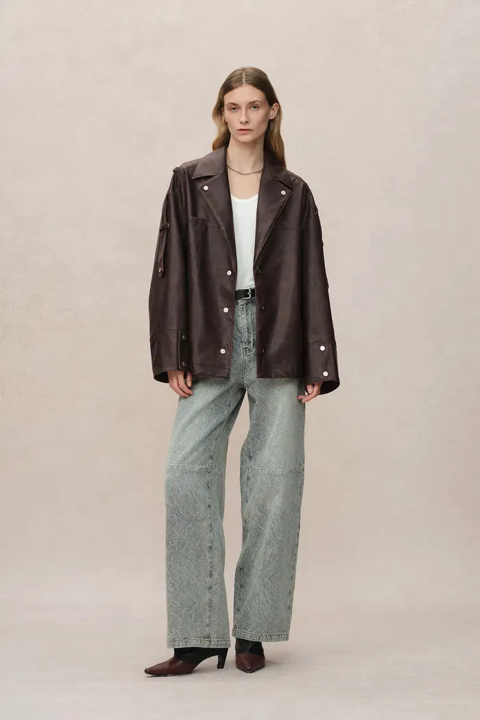Irina Vintage Biker Jacket in Vegan Leather
