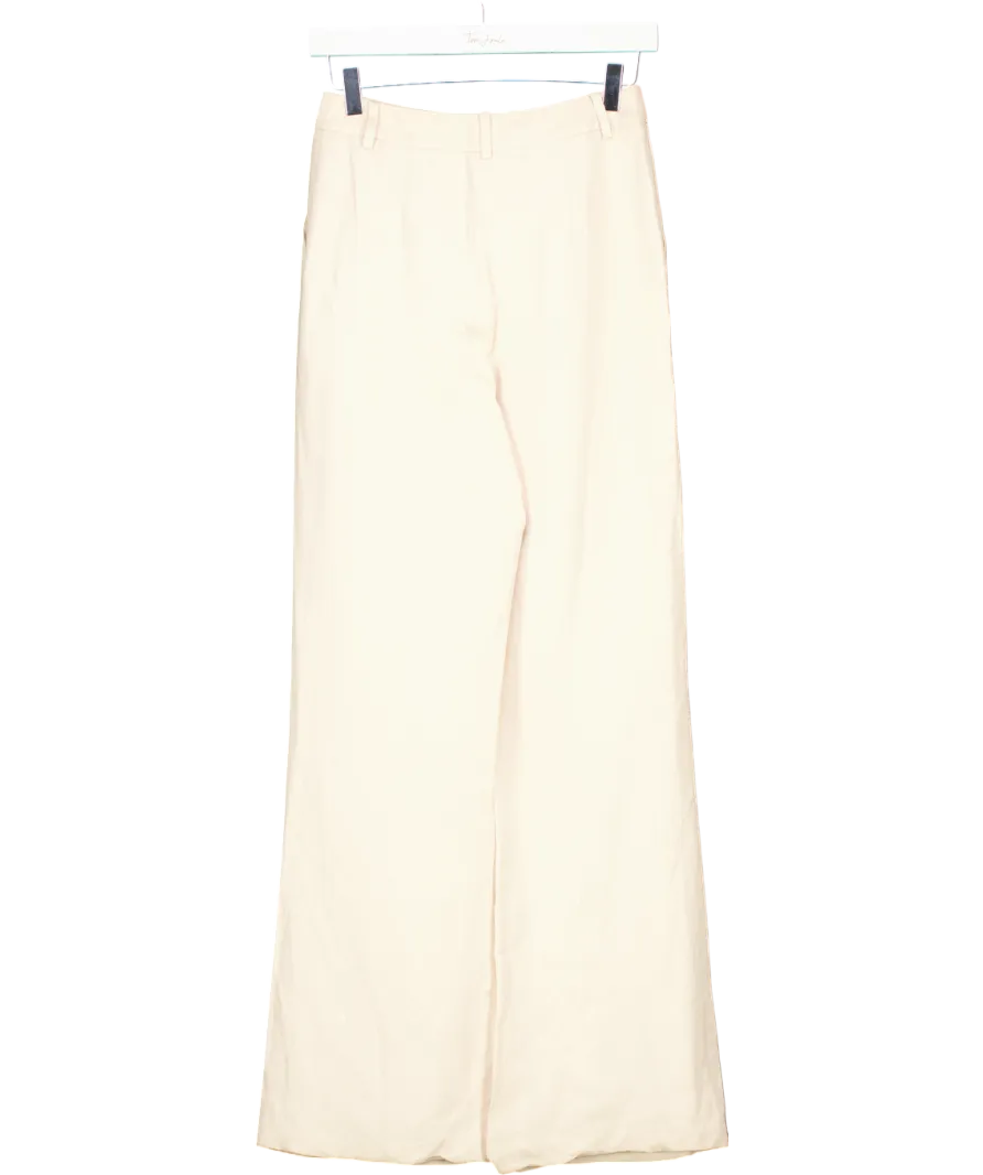 Karen Millen Beige Tailored Linen Pleated Trousers UK 6
