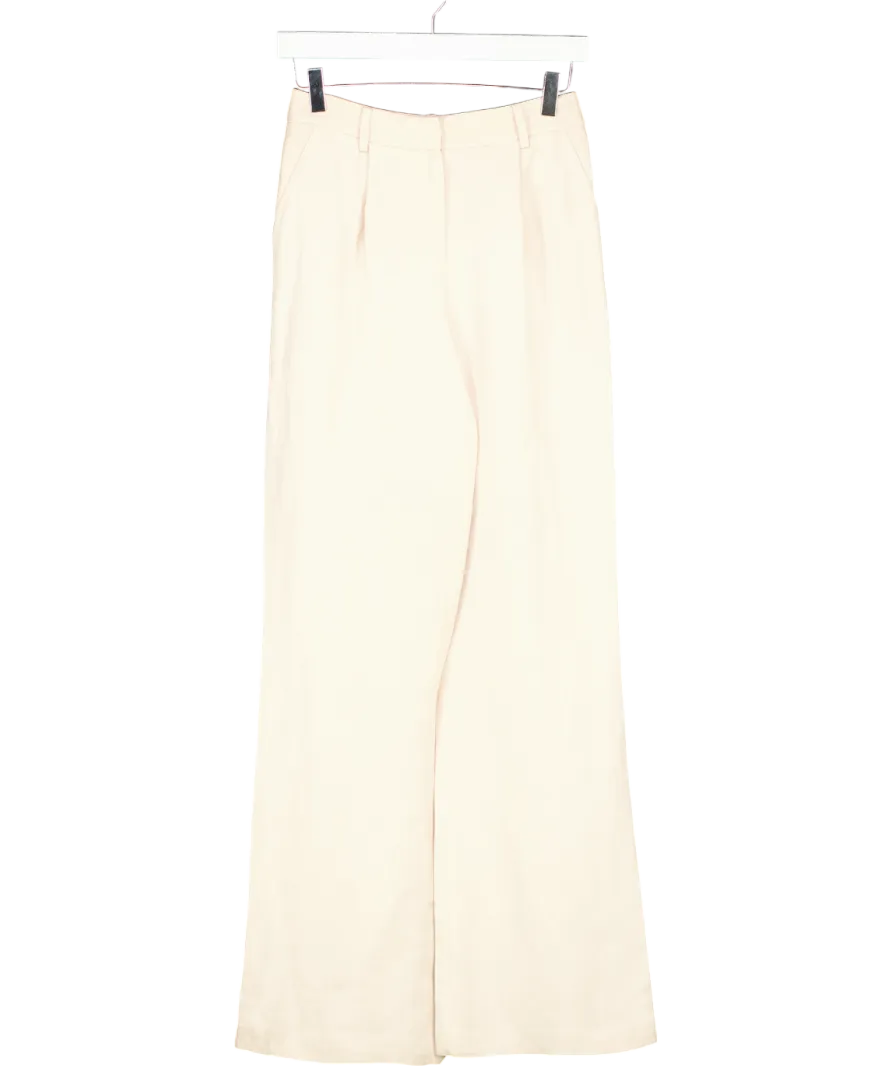 Karen Millen Beige Tailored Linen Pleated Trousers UK 6