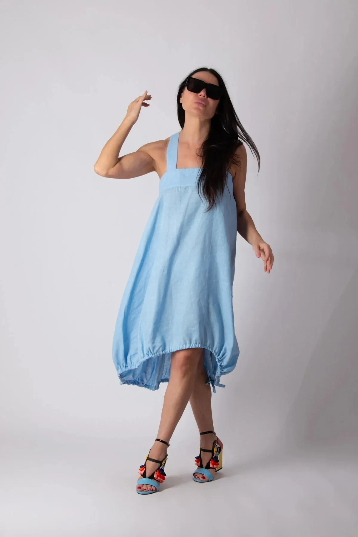 KATE Light blue linen dress