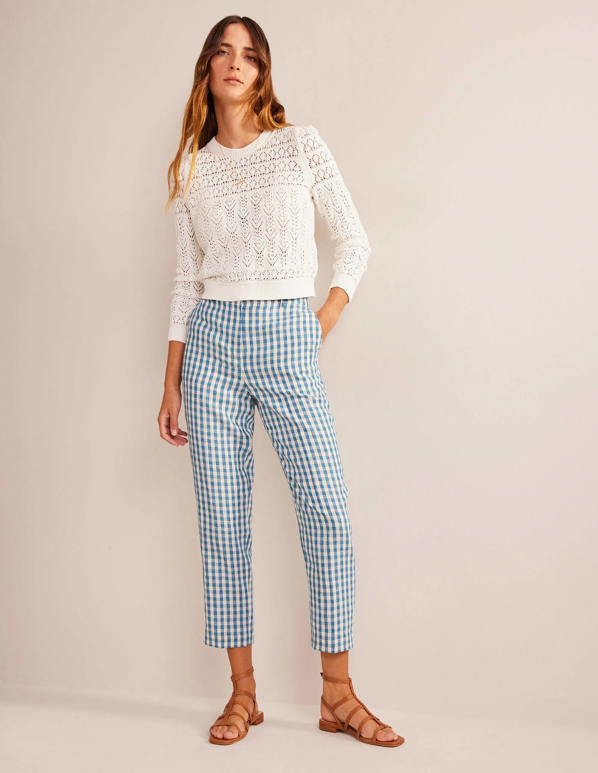 Kew Linen Trousers-Check