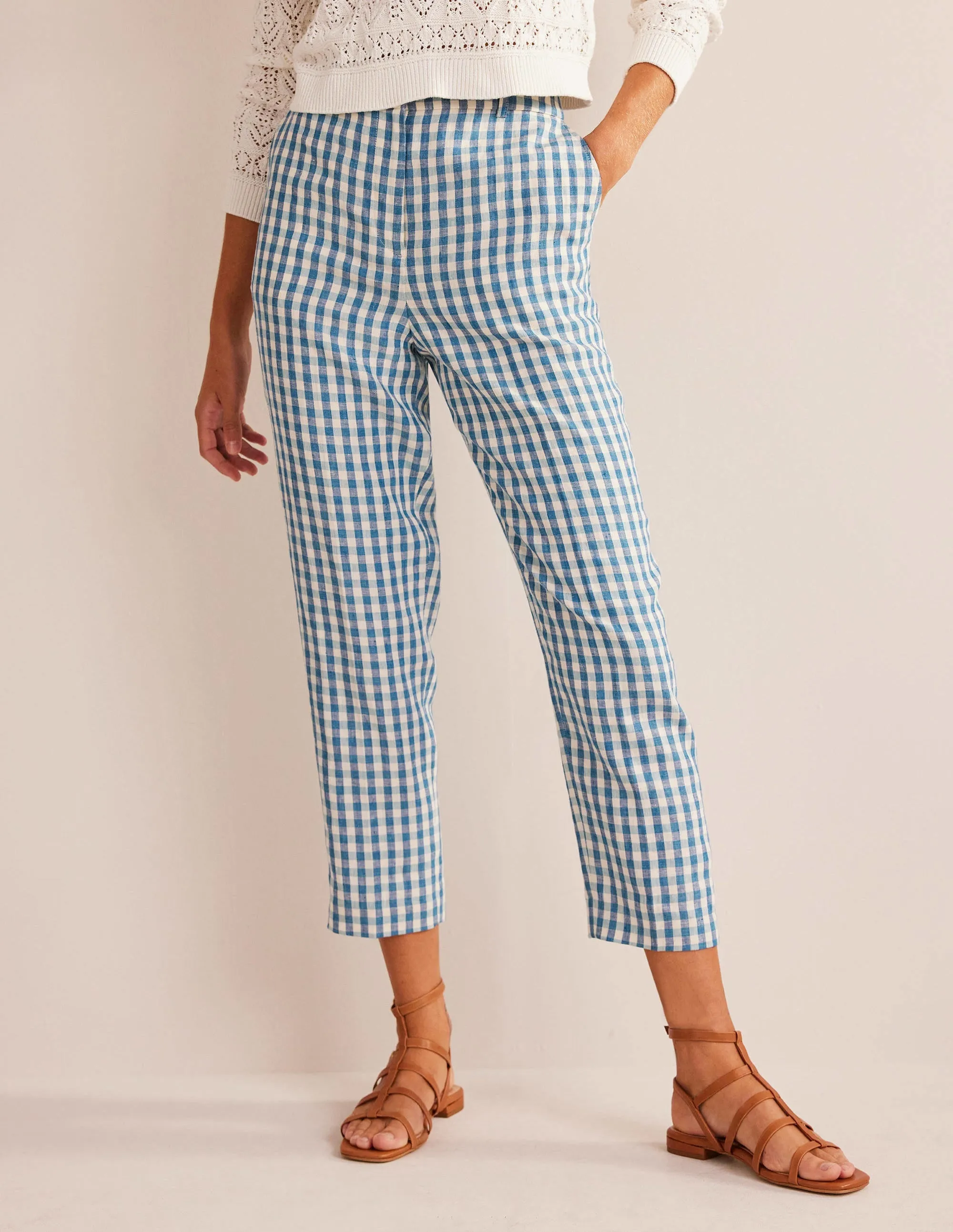 Kew Linen Trousers-Check