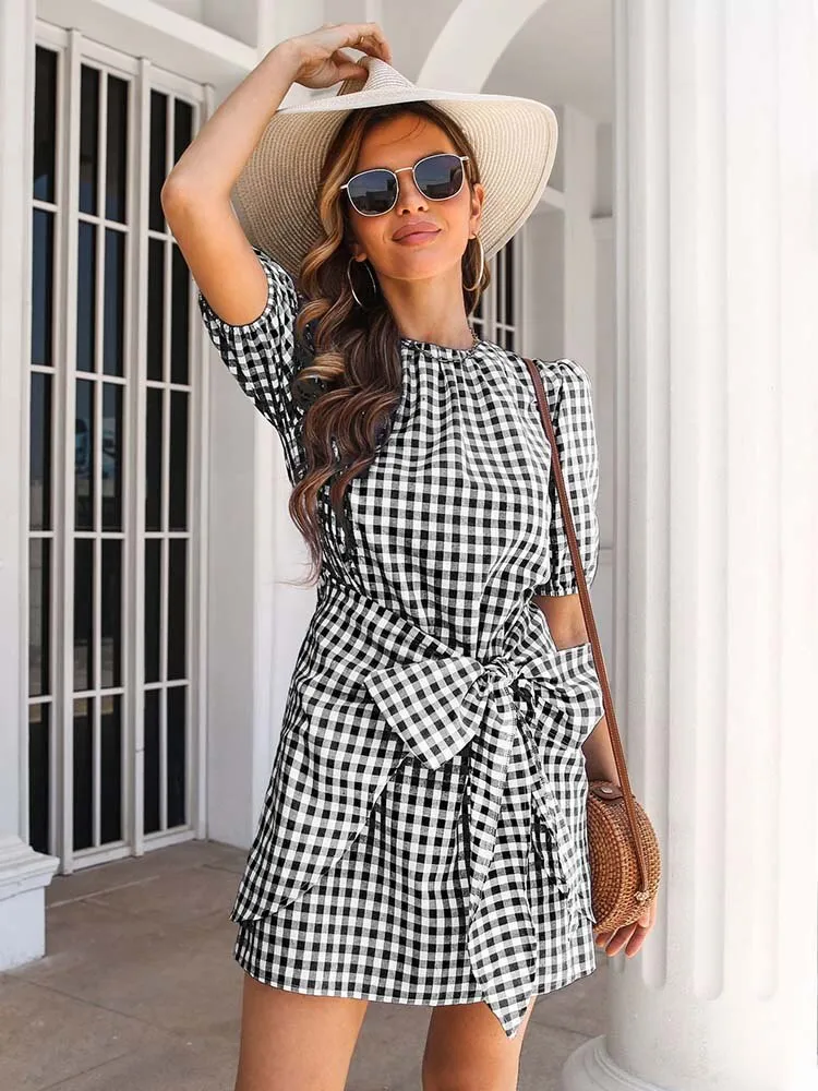 Liana Summer Plaid Dress