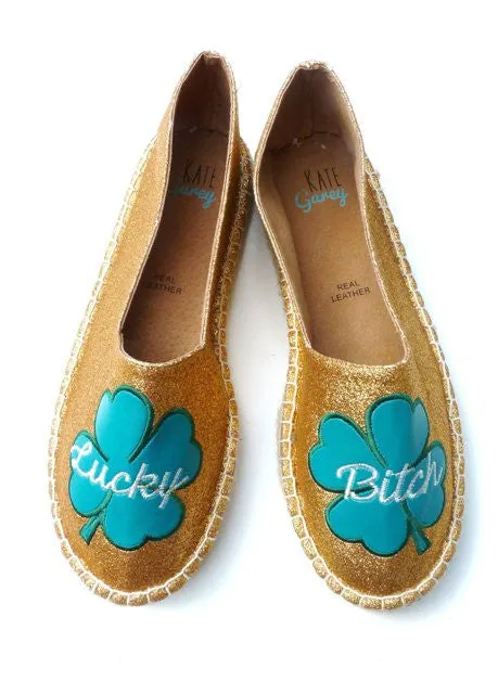 Lucky Clover Gold Glitter Espadrilles