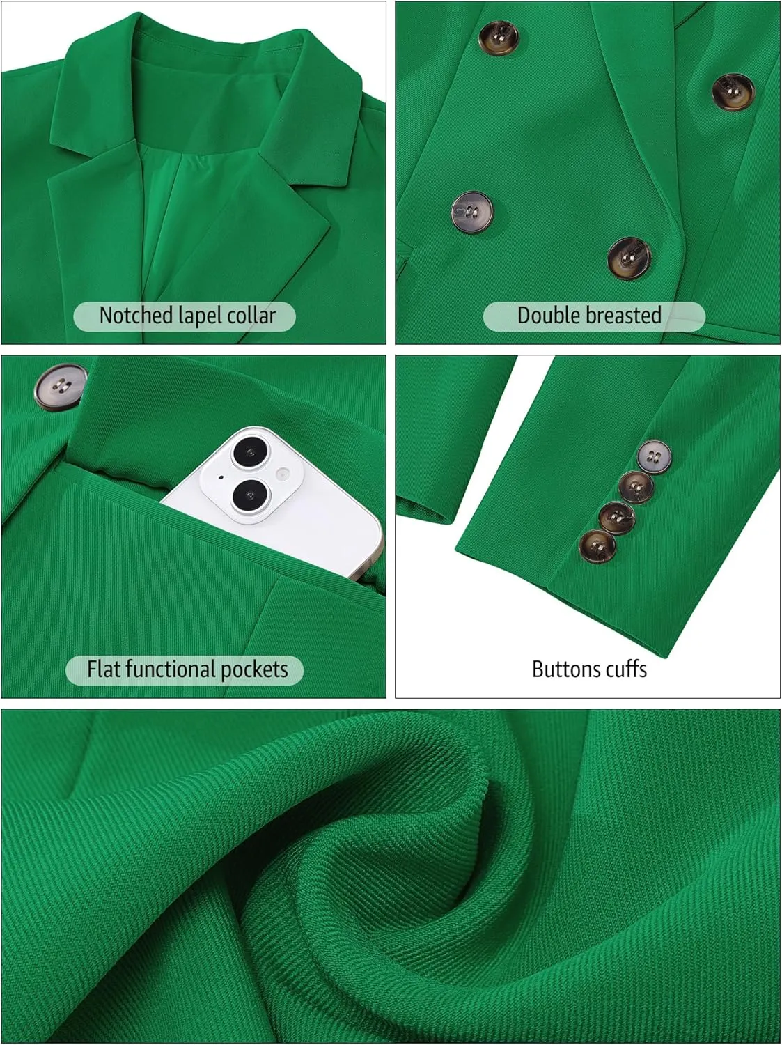 luvamia Blazers for Women Business Casual Double Breasted Notched Lapel Long Sleeve Work Office Suit Jackets Blazer